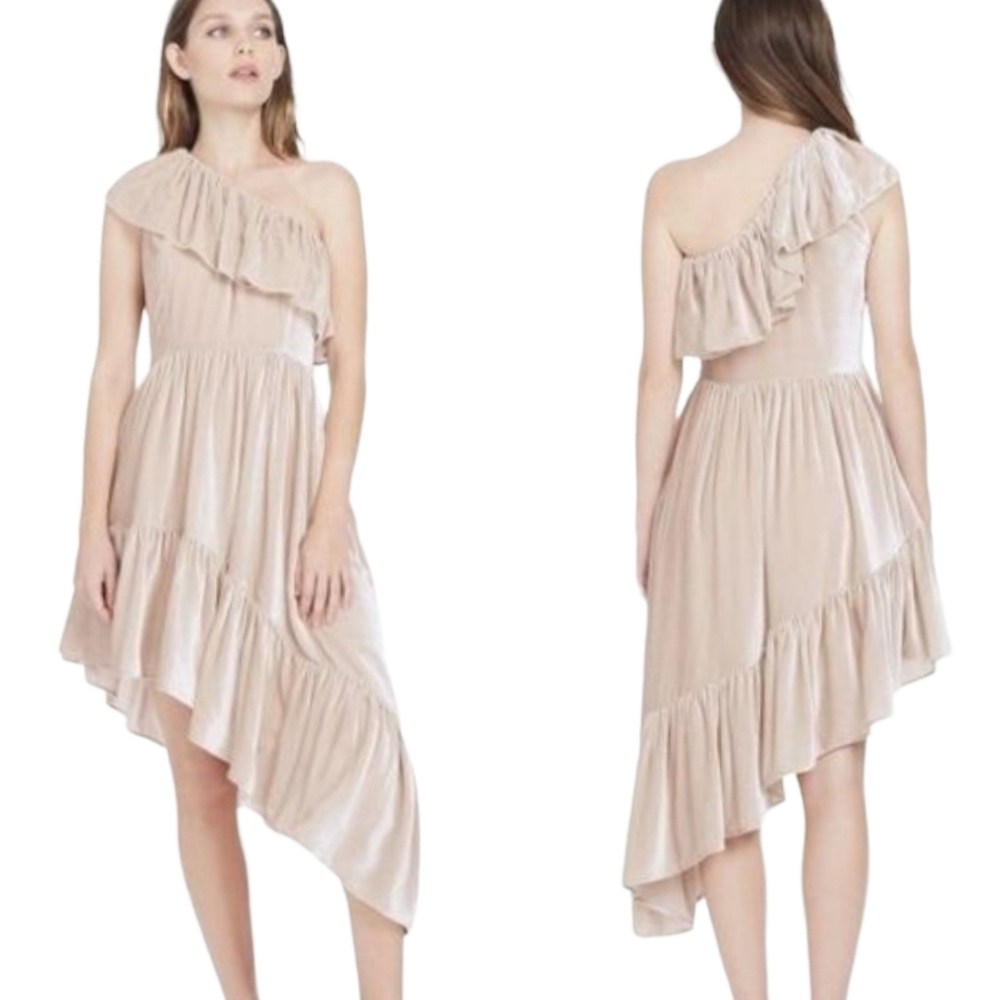 Love Shack Fancy Velvet One Shoulder Pamela Dress Size 2 - Picture 2 of 15